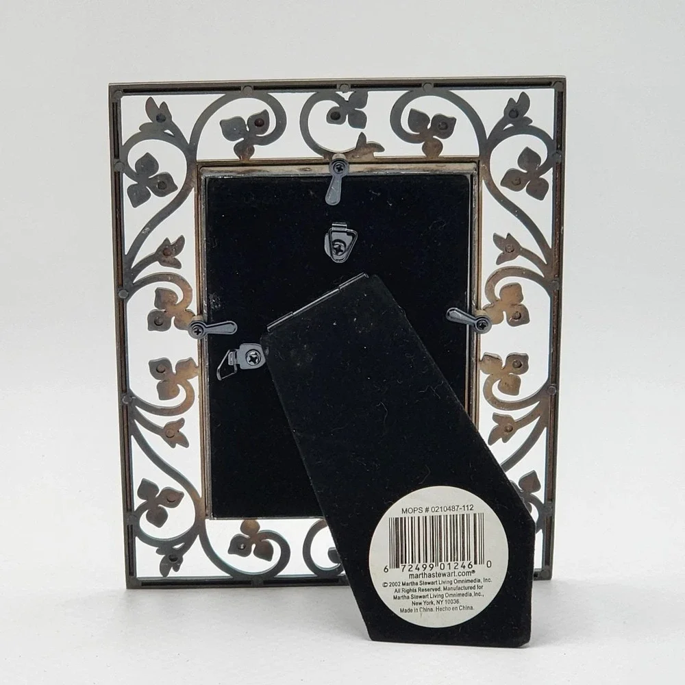 Vintage Ornate Silver Pewter Picture Frame Openwork Vine Border Rust Craft Card